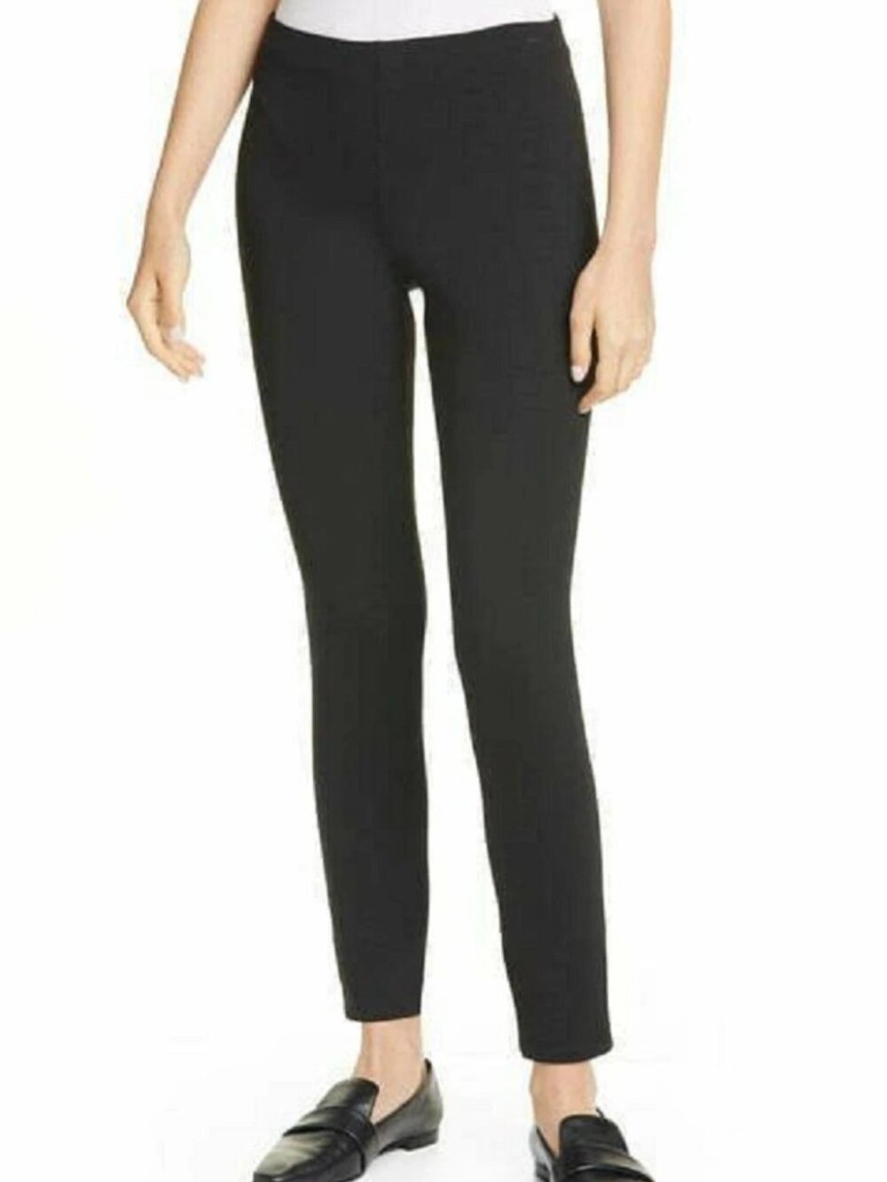 Theory Leggings Size Small Black Sabali Knit Slim Pull On Split Hem New